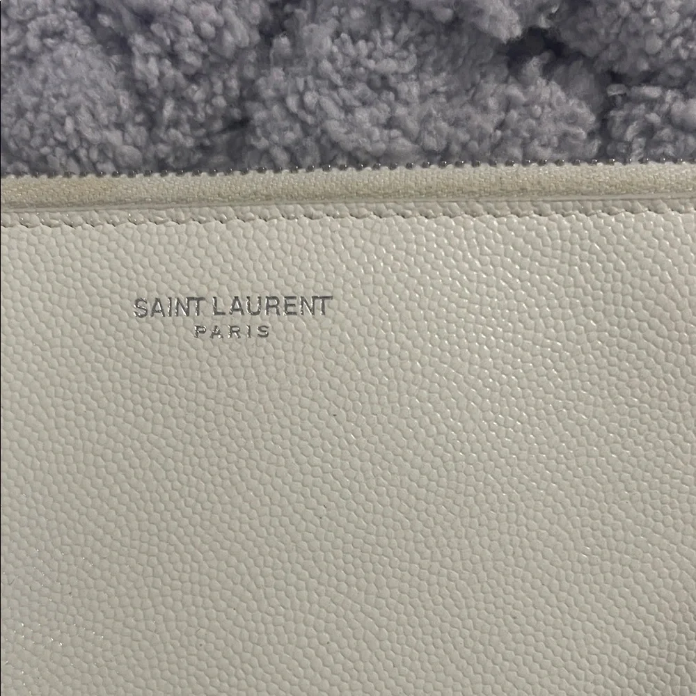 Saint Laurent Ivory Leather Clutch